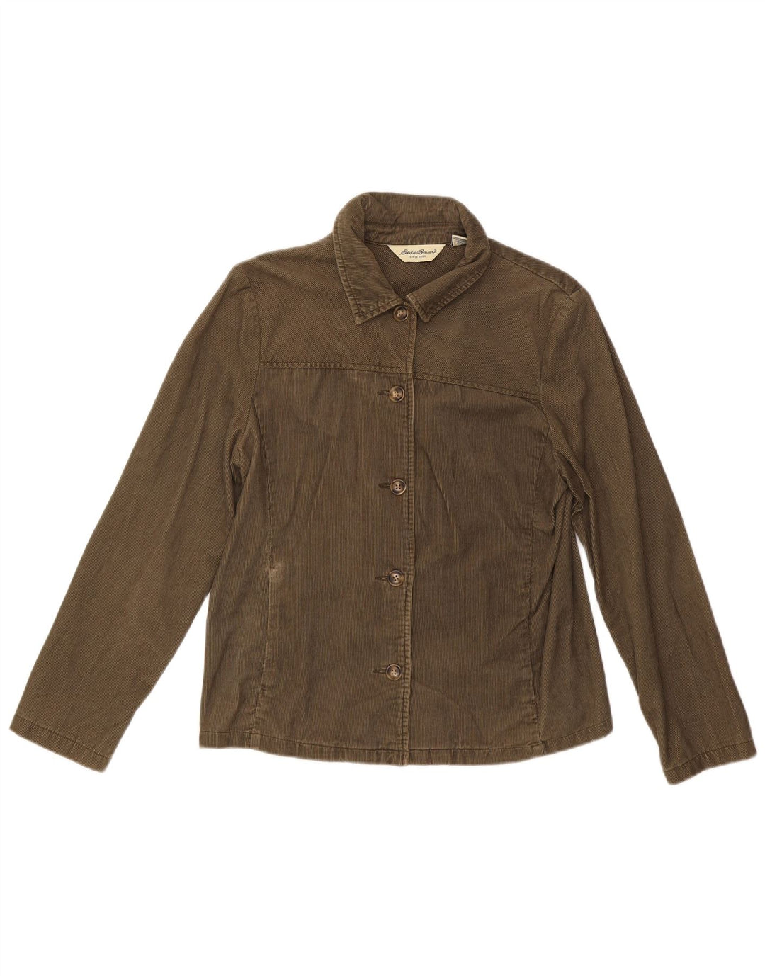 Eddie Bauer Damen Cordjacke UK 14 Medium Khaki Baumwolle
