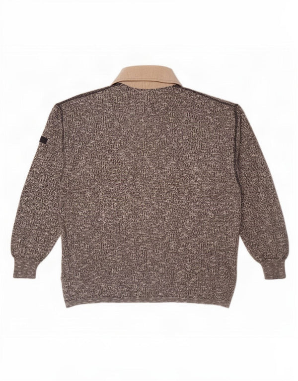 Marz Mens Polo Neck Jumper Sweater IT 50 Medium Grey Flecked Cotton