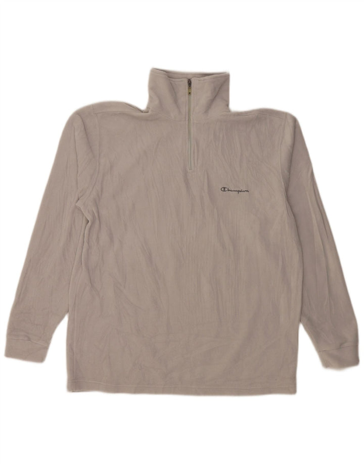 Champion Herren-Fleecepullover mit Reißverschluss am Hals, großes graues Polyester