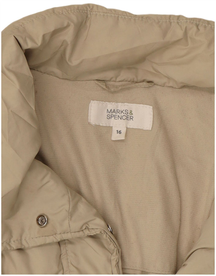 MARKS & SPENCER Womens Padded Coat UK 16 Large Beige Polyester