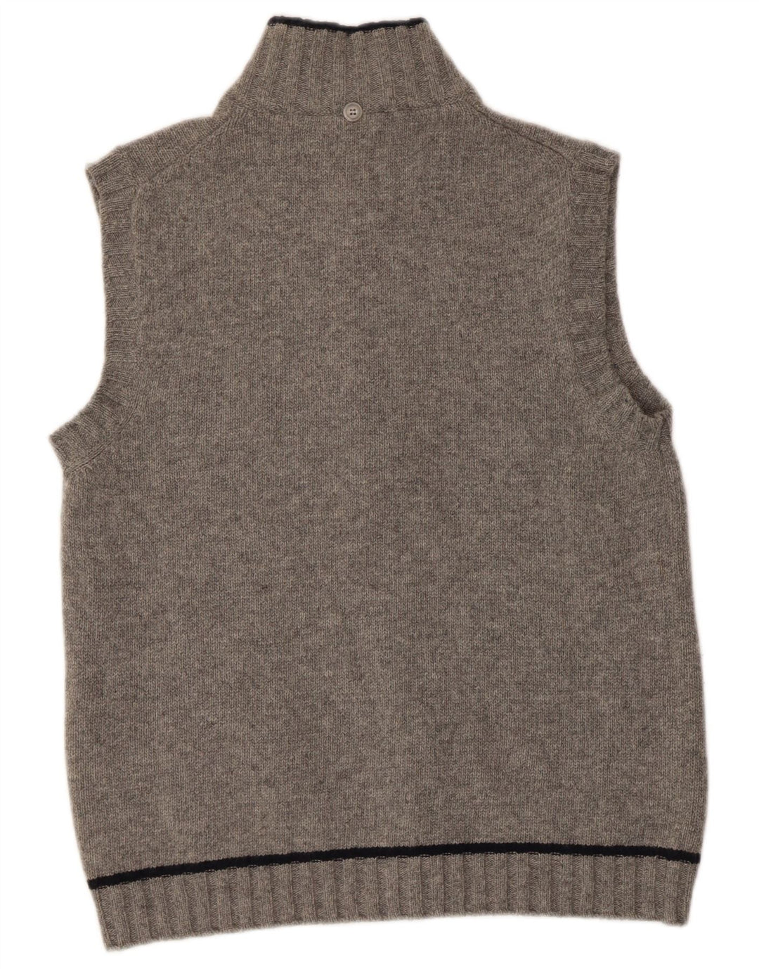 Fay Mens Sleeveless Cardigan Sweater IT 50 Medium Grey Merino Wool