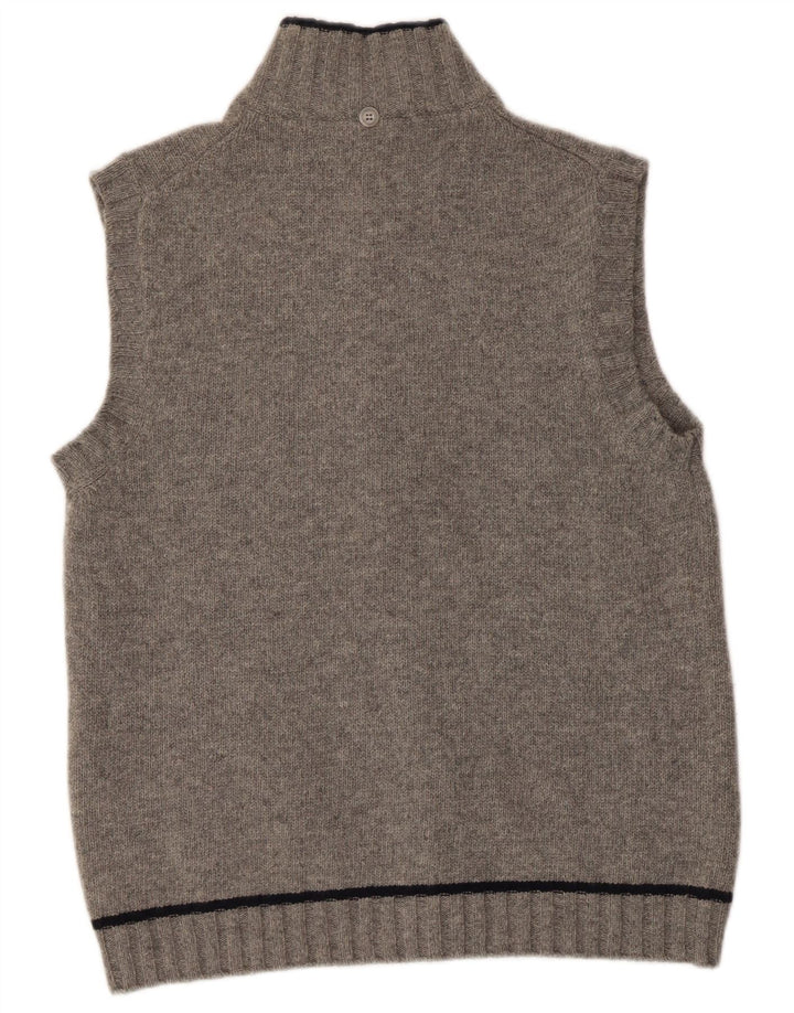 Fay Mens Sleeveless Cardigan Sweater IT 50 Medium Grey Merino Wool