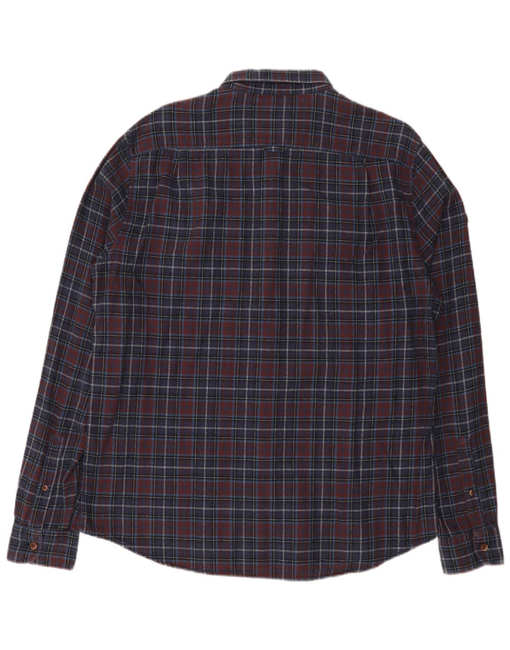 Superdry Herren-Flanellhemd mit normaler Passform, 2XL, Marineblau kariert
