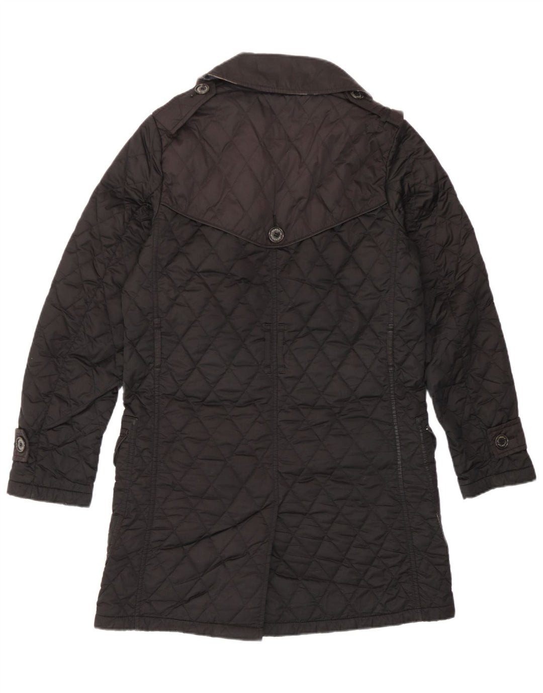 Barbour Womens Military Quilted Double Breasted Coat UK 10 Small Schwarz