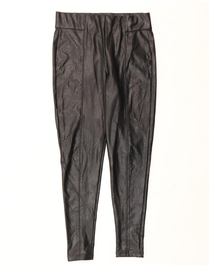 Marks & Spencer Damen-Leggings aus Kunstleder, UK 12, Mittelschwarz, Polyester
