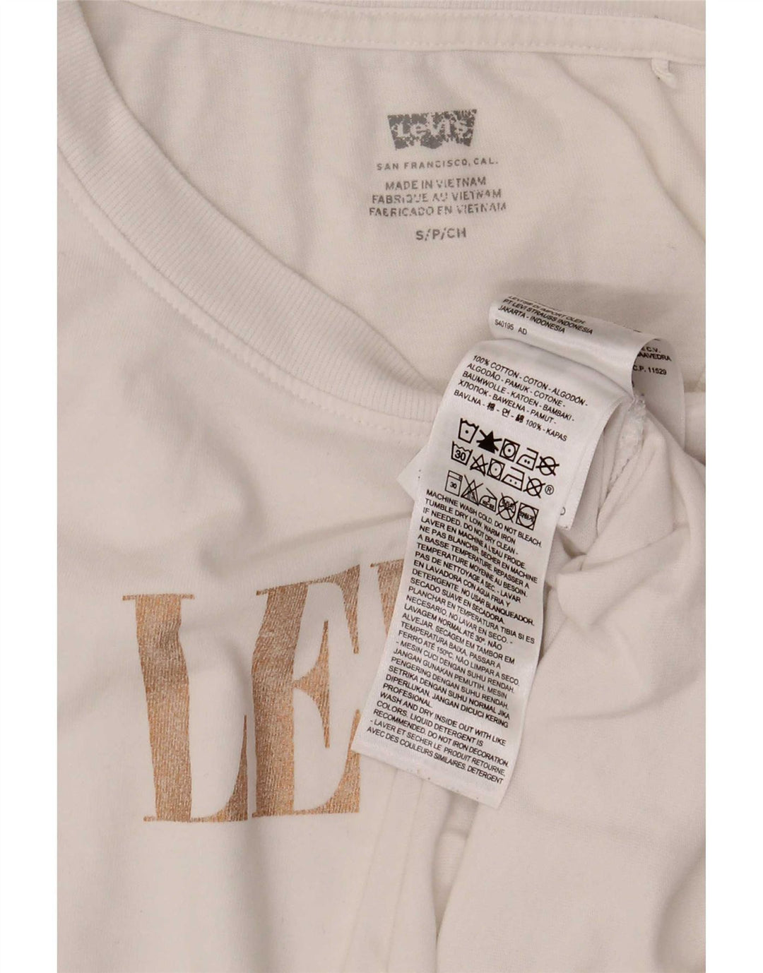 Levi's Damen-T-Shirt in Übergröße mit Grafik, UK 10, Größe S, weiße Baumwolle