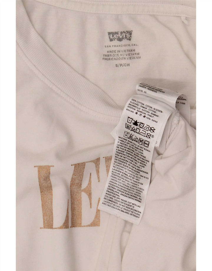 Levi's Damen-T-Shirt in Übergröße mit Grafik, UK 10, Größe S, weiße Baumwolle