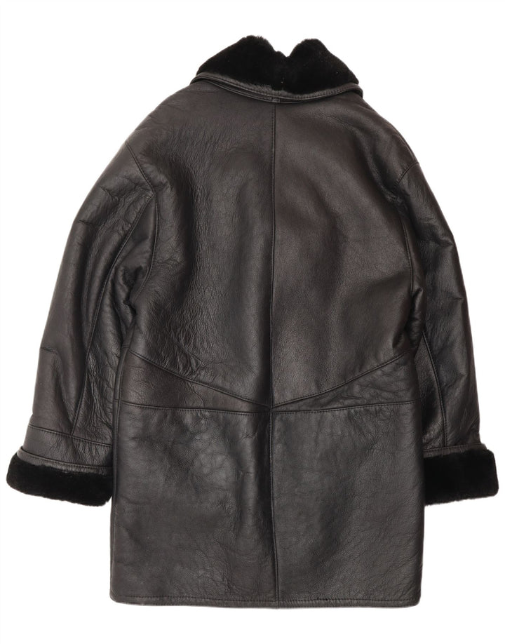 VINTAGE Damen Übergroßer Lammfellmantel UK 16 Large Schwarz