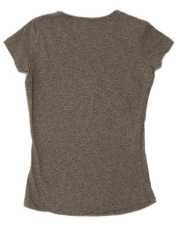 PEPE Jeans Damen Grafik T-Shirt Top UK 6 XS Grau Baumwolle