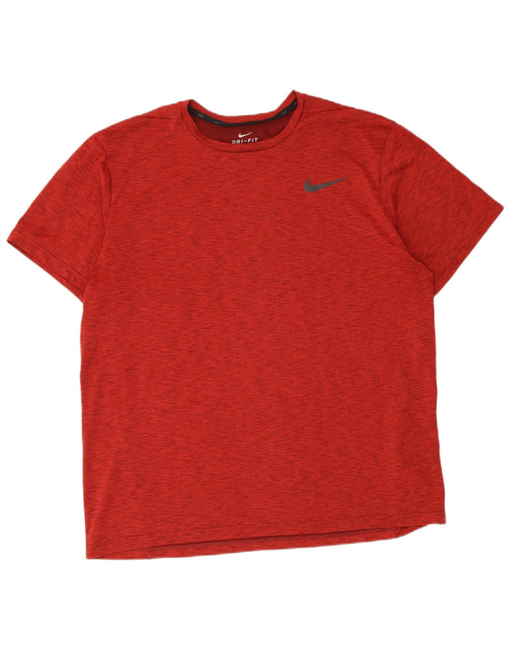 Nike Herren Dri Fit T-Shirt Top XL Rot meliertes Polyester