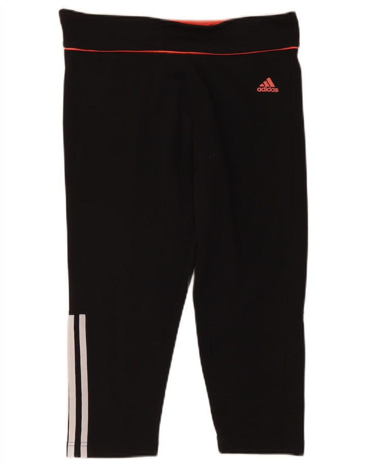 Adidas Damen Climalite Capri Leggings UK 12/14 Medium Schwarz Polyester