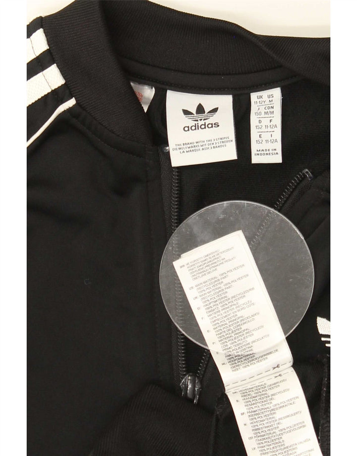 Adidas Jungen Trainingsanzug Top Jacke 11-12 Jahre Schwarzes Polyester
