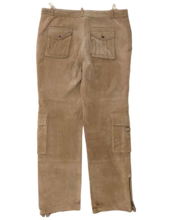 JOHN F GEE Herren-Cargohose aus Wildleder, gerade, EU 50, Größe L, W34, L32, Beige