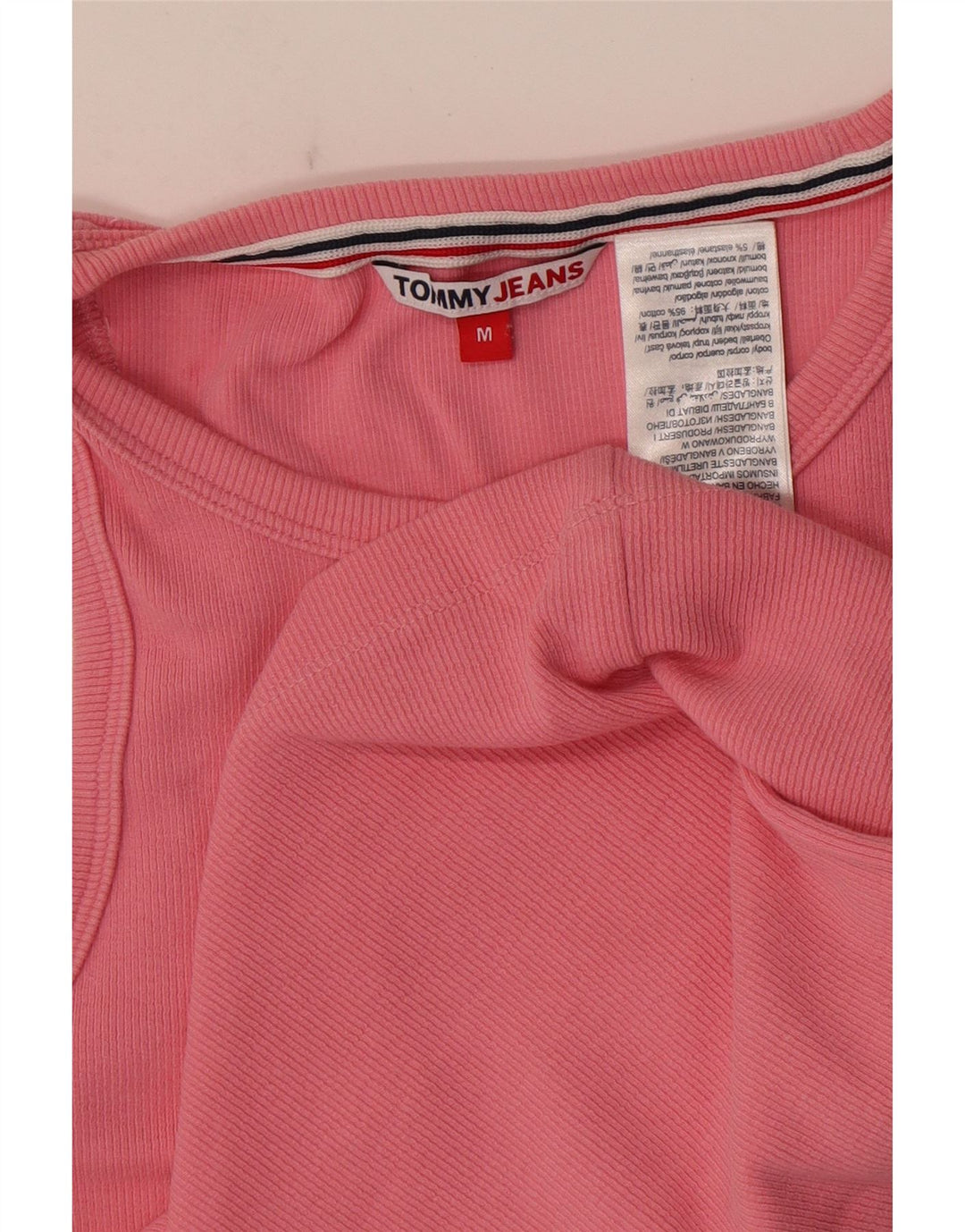 Tommy Hilfiger Damen Crop Vest Top UK 12 Mittelrosa Baumwolle