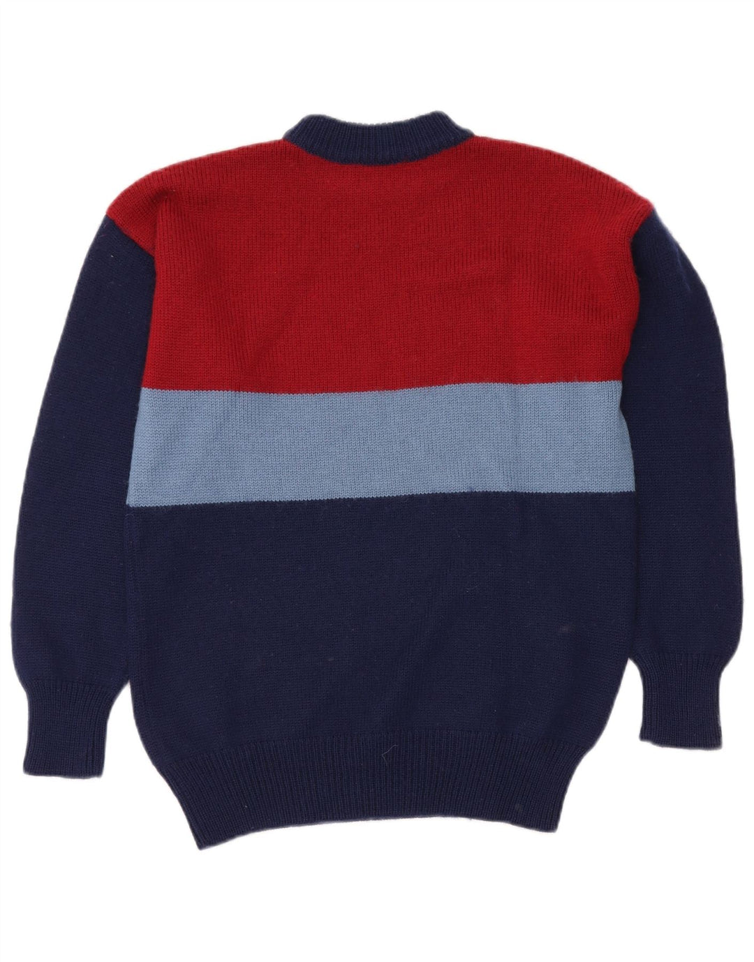 VINTAGE Herren-Pullover mit Rollkragen, mittelgroß, Marineblau, Farbblock