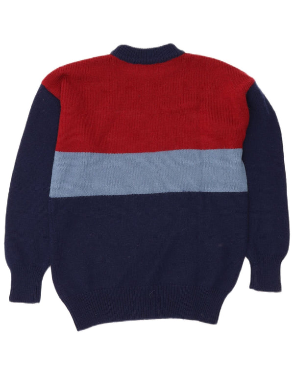 VINTAGE Herren-Pullover mit Rollkragen, mittelgroß, Marineblau, Farbblock