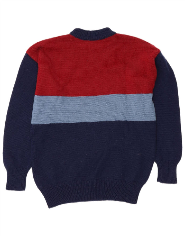 VINTAGE Herren-Pullover mit Rollkragen, mittelgroß, Marineblau, Farbblock