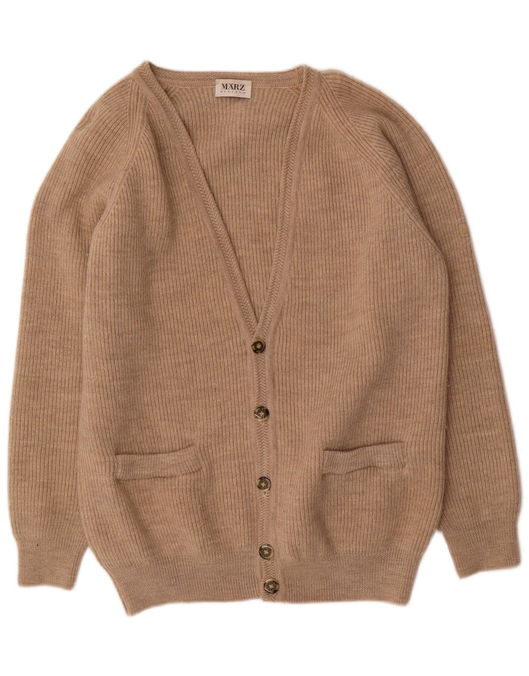 Marz Herren-Strickjacke mit lockerer Passform, kleine beige Wolle
