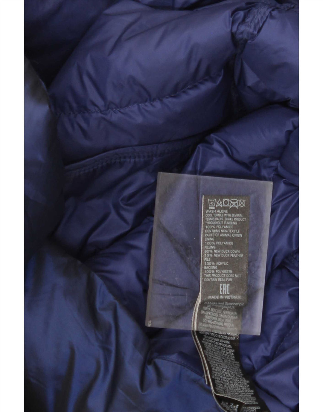 Marks & Spencer Wattierter Damenmantel mit Kapuze, UK 10, Klein, Marineblau, Polyamid