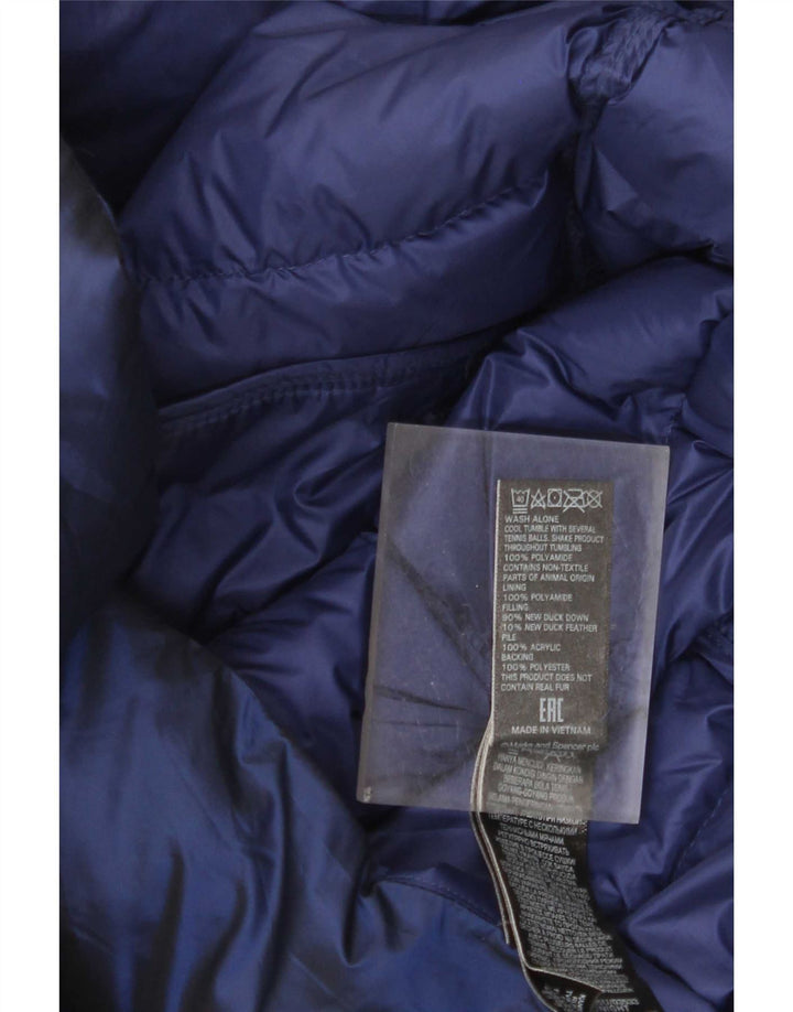 Marks & Spencer Wattierter Damenmantel mit Kapuze, UK 10, Klein, Marineblau, Polyamid
