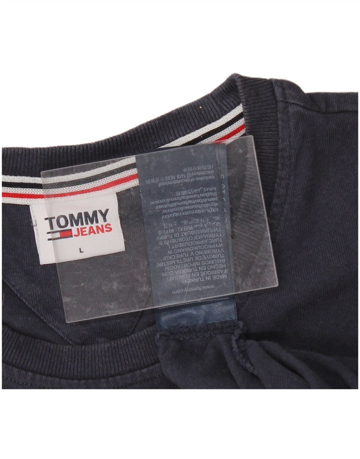 TOMMY HILFIGER Mens T-Shirt Top Large Navy Blue Cotton