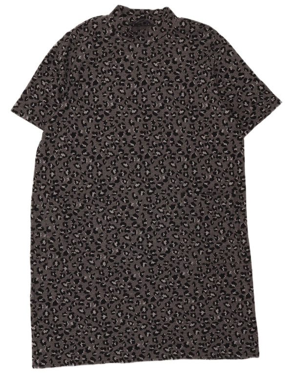 MARKS & SPENCER Womens Basic Dress UK 24 4XL  Grey Animal Print Cotton