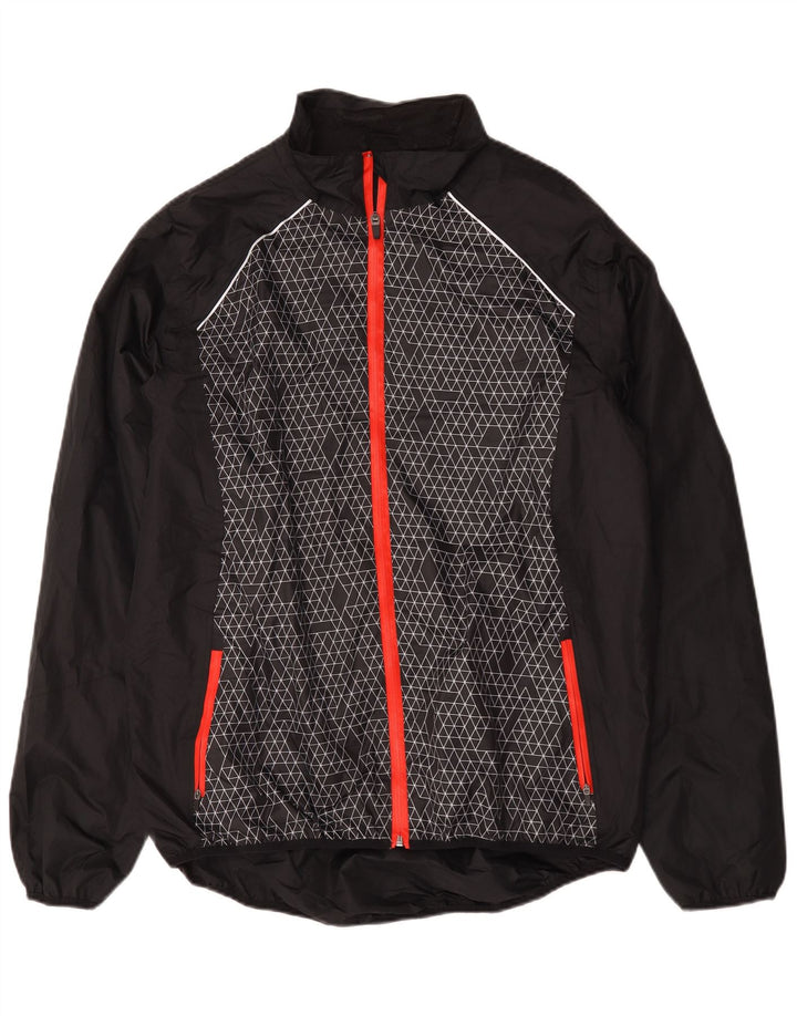 Crivit Herren-Regenjacke UK 46/48 XL, schwarzes geometrisches Polyester