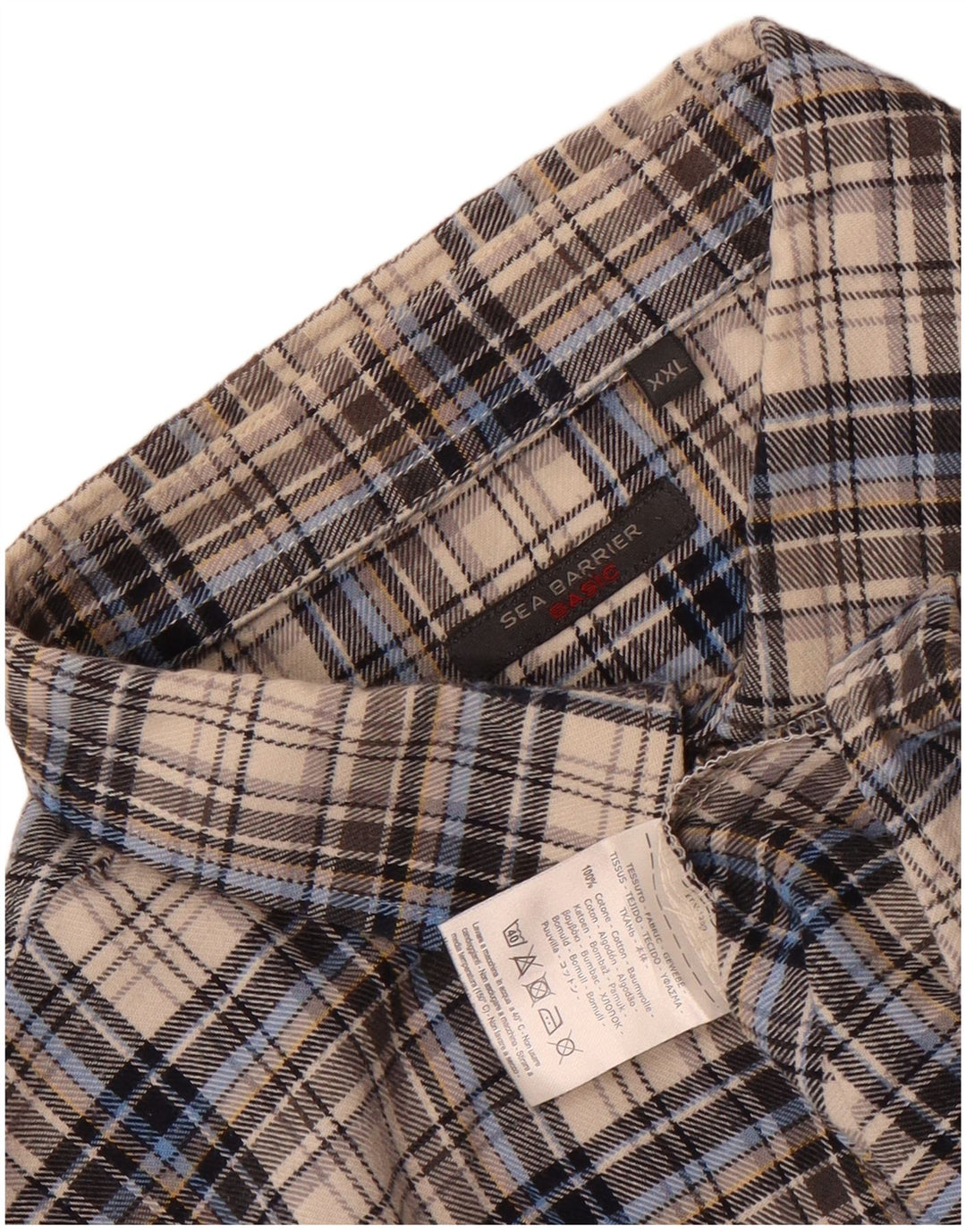 Sea Barrier Herren-Flanellhemd 2XL, grau kariert, Baumwolle