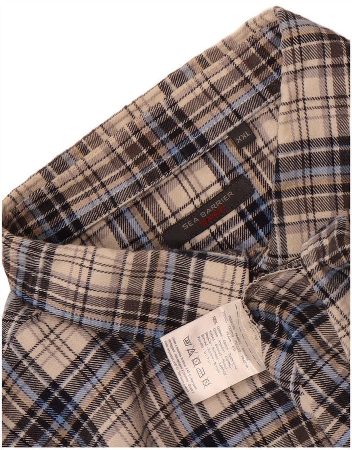 Sea Barrier Herren-Flanellhemd 2XL, grau kariert, Baumwolle