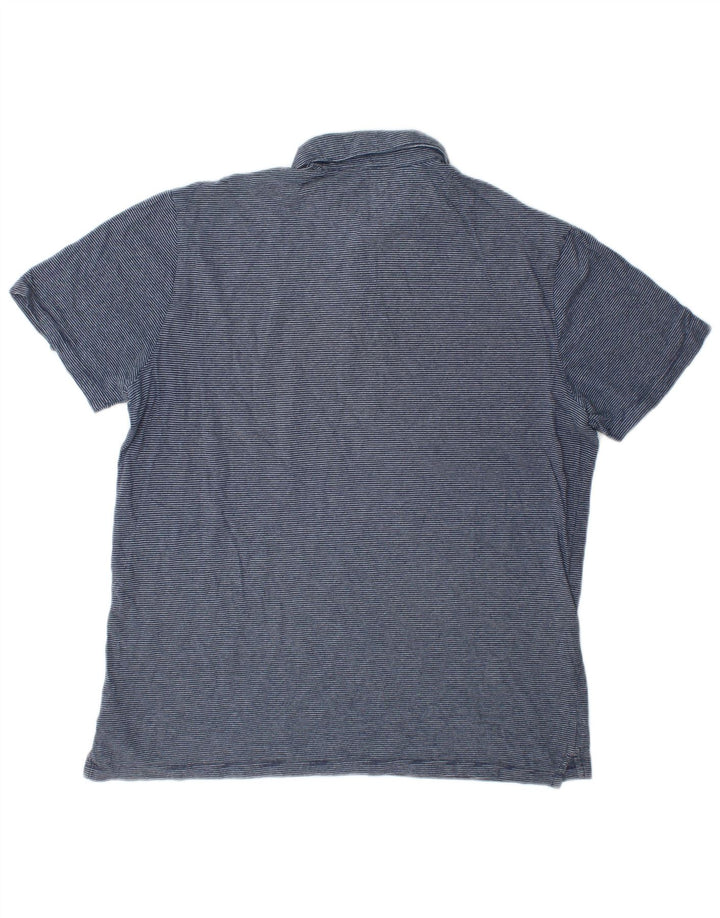 Gap Herren-Poloshirt, groß, blau gestreift, Baumwolle