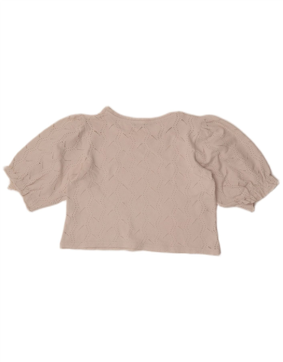 Zara Damen Crop Bluse Top UK 12 Mittelweiße Baumwolle