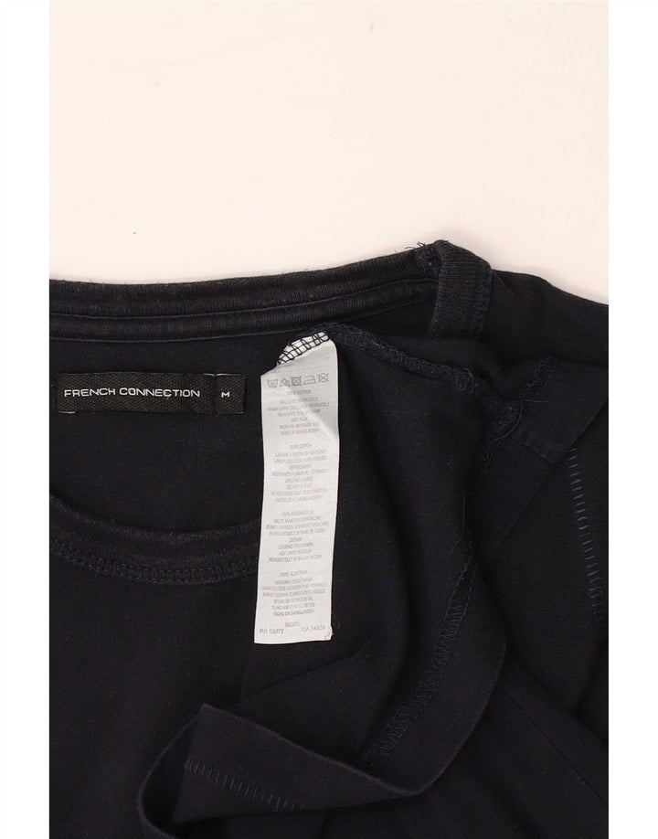 French Connection Damen T-Shirt Top UK 12 Mittelschwarze Baumwolle