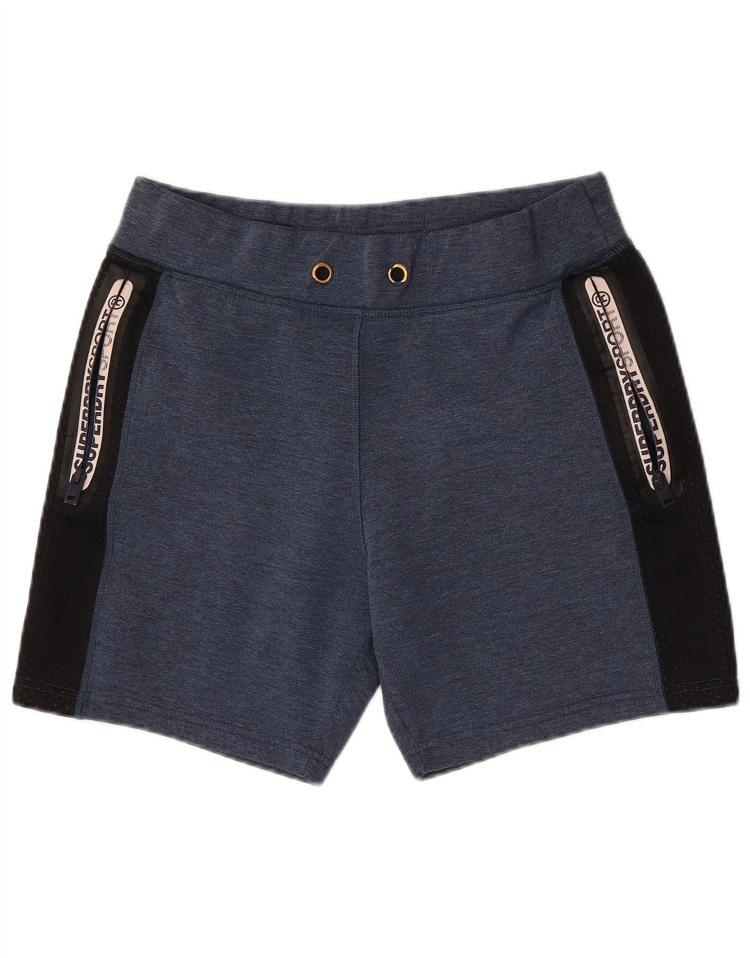 Superdry Herren-Sportshorts mit Grafik, groß, marineblaues Farbblock-Polyester