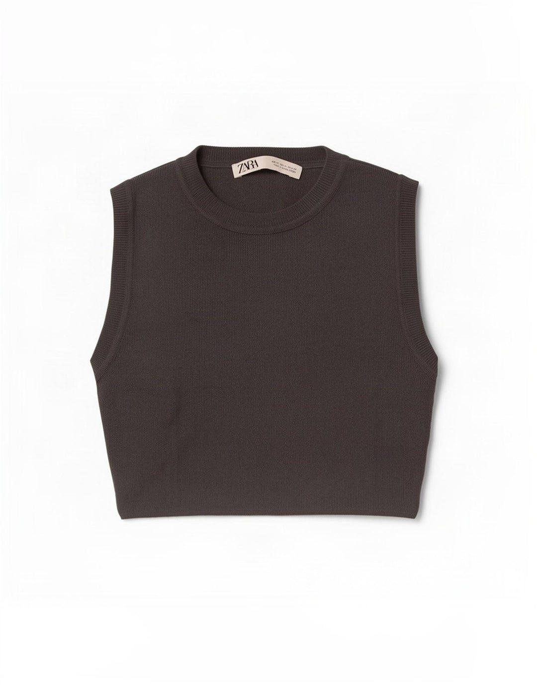 Zara Damen Crop Vest Top UK 12 Mittelgraue Viskose