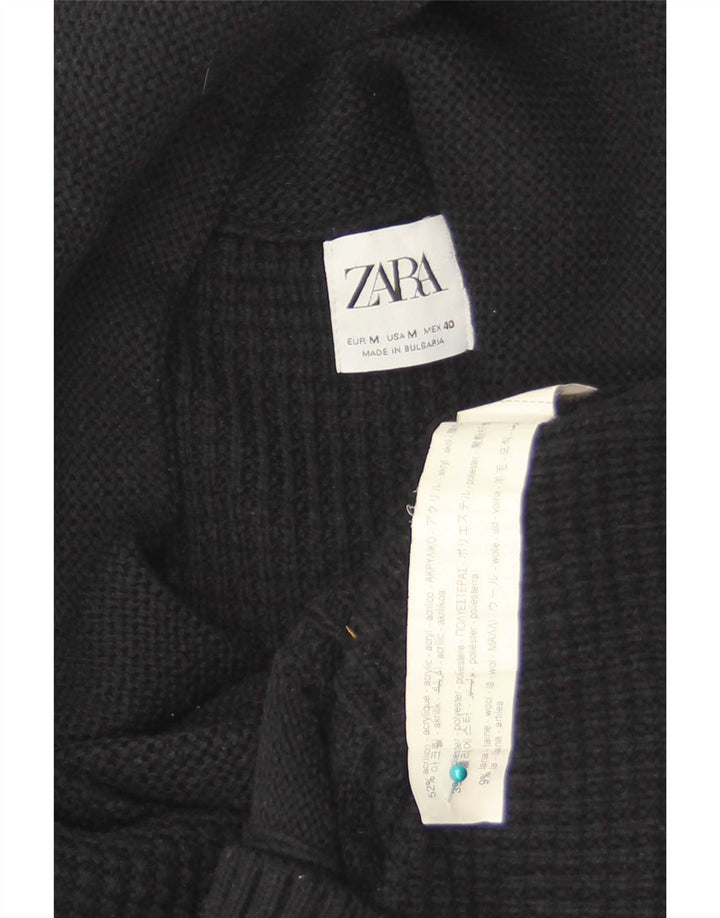 Zara Herren-Pullover mit Schalkragen, Mittelschwarz, Acryl