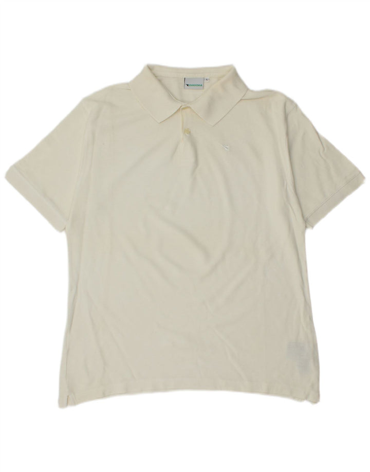 Diadora Herren-Poloshirt, groß, cremefarbene Baumwolle