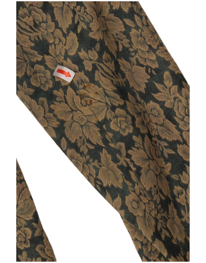 VINTAGE Damen-Blazerjacke mit 3 Knöpfen, EU 40, mittelbraun, geblümte Baumwolle