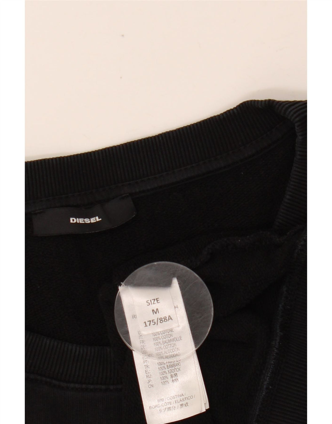 DIESEL Damen Grafik-Sweatshirt-Pullover UK 14 Mittelschwarze Baumwolle