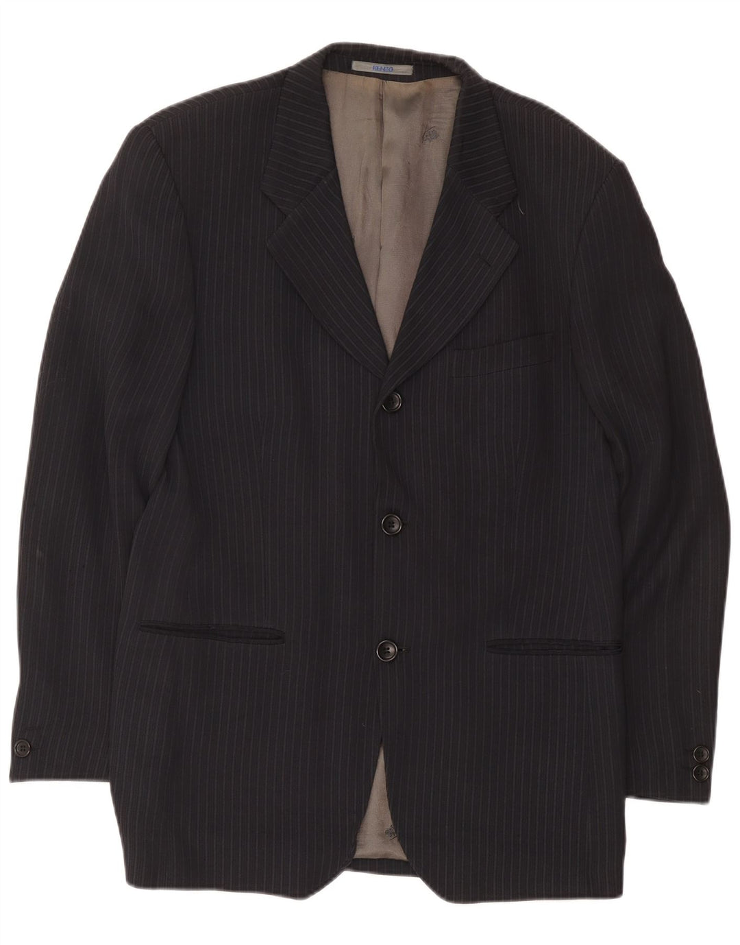 Kenzo Herren-Blazer mit 3 Knöpfen, IT 50, groß, marineblau, gestreift, Acetat