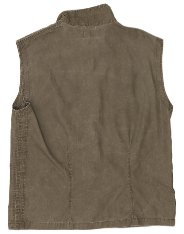 Beyond Mens Utility Gilet UK 44 2XL Khaki Baumwolle