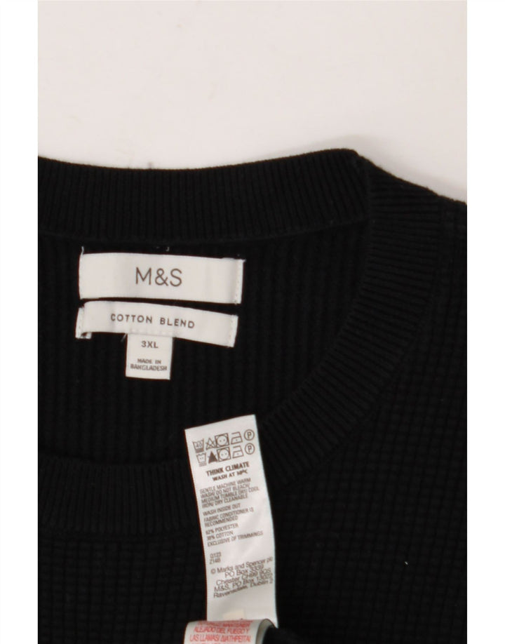 Marks & Spencer Herren-Pullover mit Rundhalsausschnitt, 3XL, schwarze Baumwolle