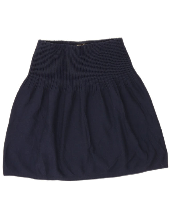 Massimo Dutti Damen-Strickrock in A-Linie, Größe S, W26, marineblaue Viskose