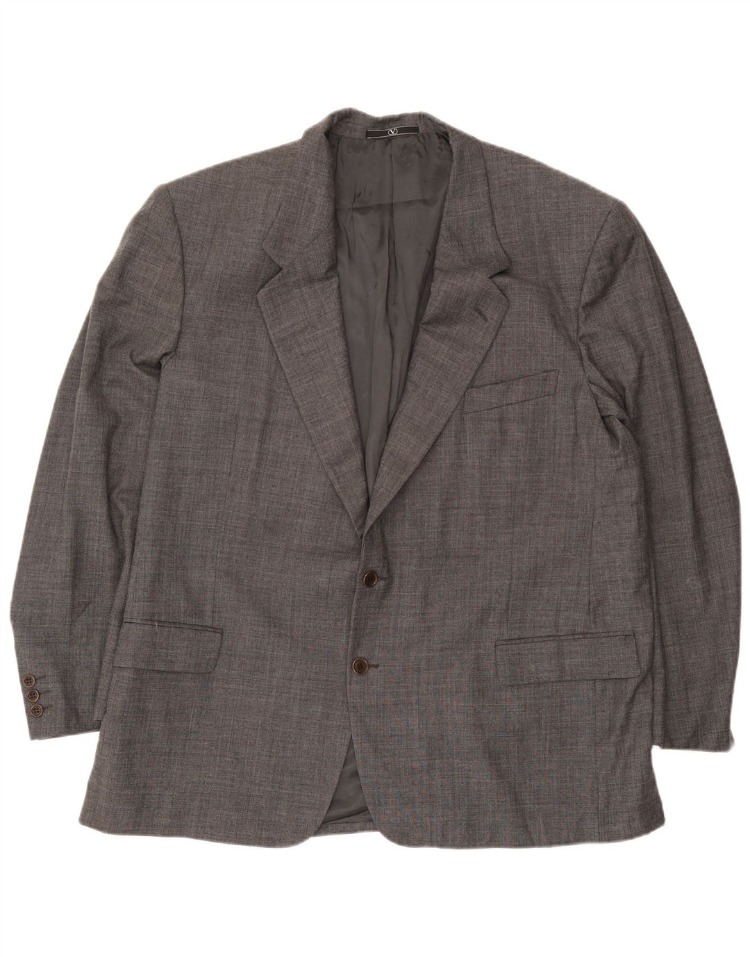 Valentino Herren-Blazer mit 2 Knöpfen, UK 42, XL, graue Schurwolle