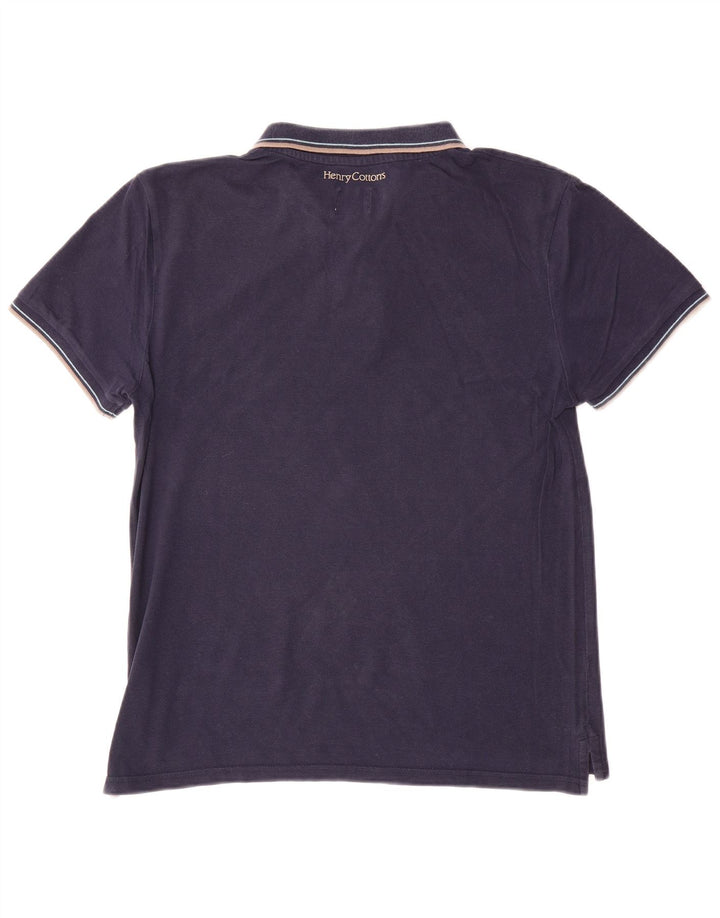 Henry Cottons Herren-Poloshirt aus mittlerer marineblauer Baumwolle