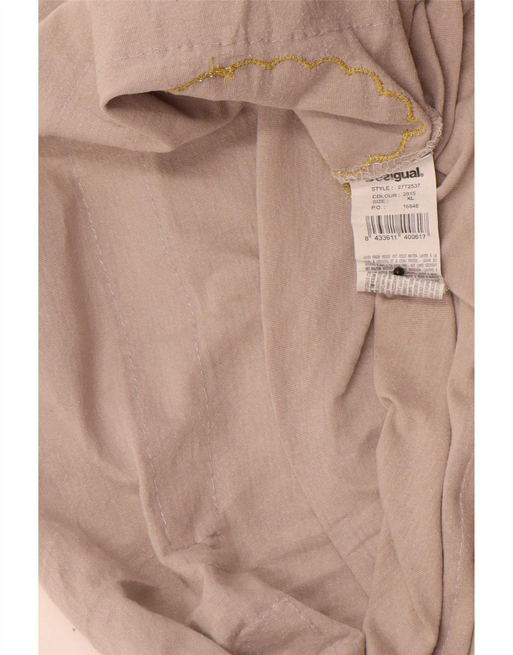 Desigual Damen Tunika-Oberteil mit abstraktem Muster UK 18 XL Beige Baumwolle