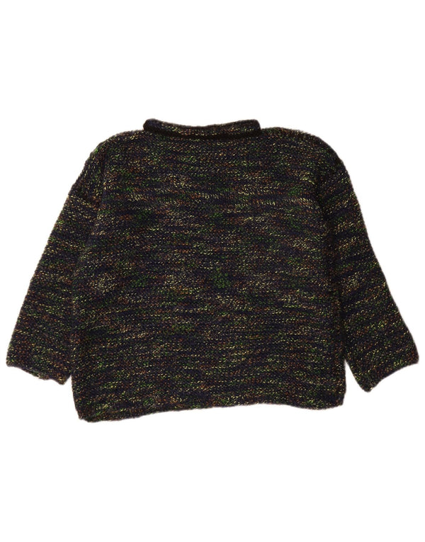 Vintage Damen Rollkragenpullover Pullover UK 14 Groß Marineblau meliert