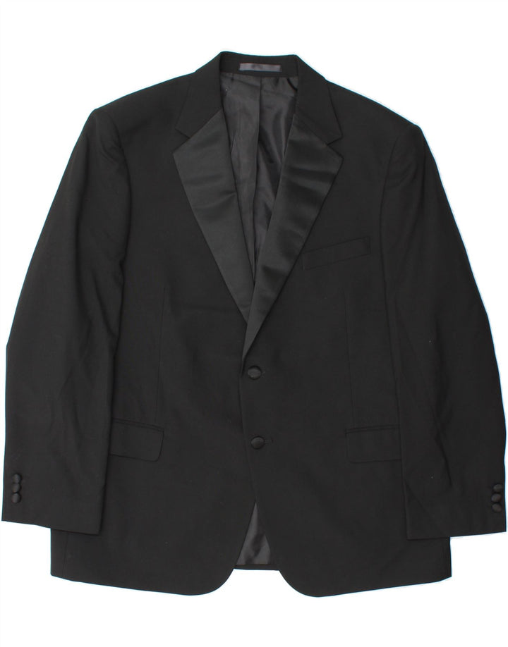 MARKS & SPENCER Mens 2 Button Blazer Jacket UK 44 2XL Black Polyester Vintage Marks & Spencer and Second-Hand Marks & Spencer from Messina Hembry 