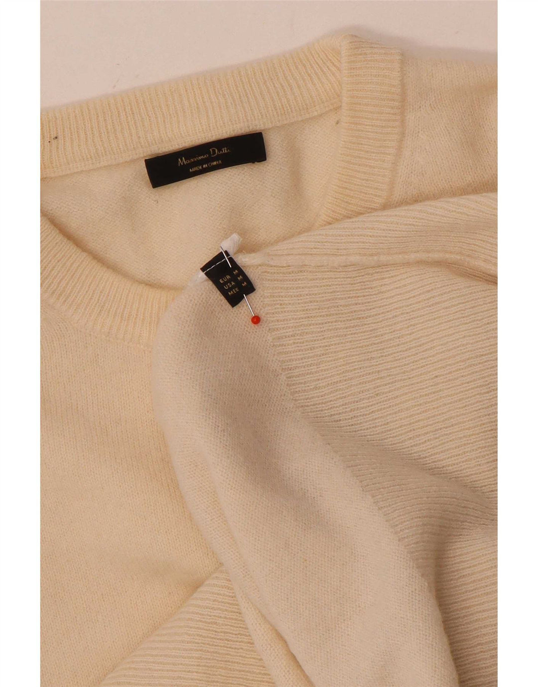Massimo Dutti Damen-Pullover mit Rundhalsausschnitt, Gr. 14, Mittelbeige
