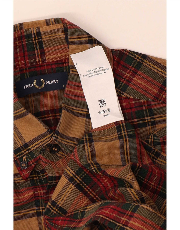 Fred Perry Herrenhemd, klein, braun, kariert, Baumwolle