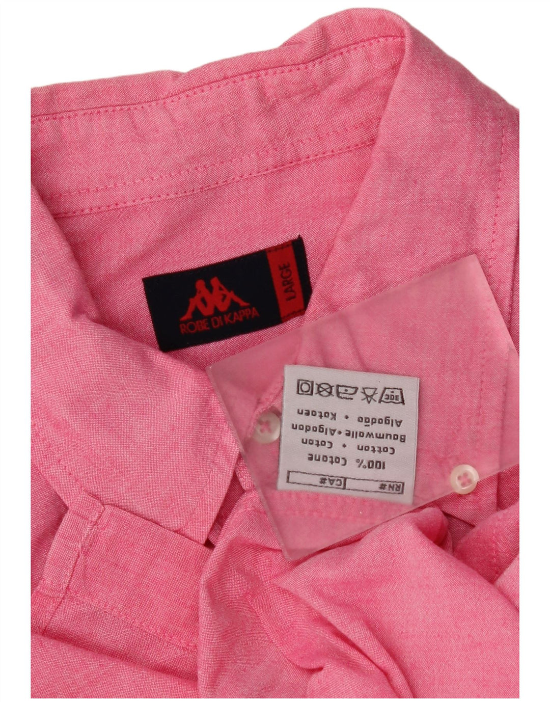 Kappa Herren-Kurzarmhemd, groß, rosa, Baumwolle